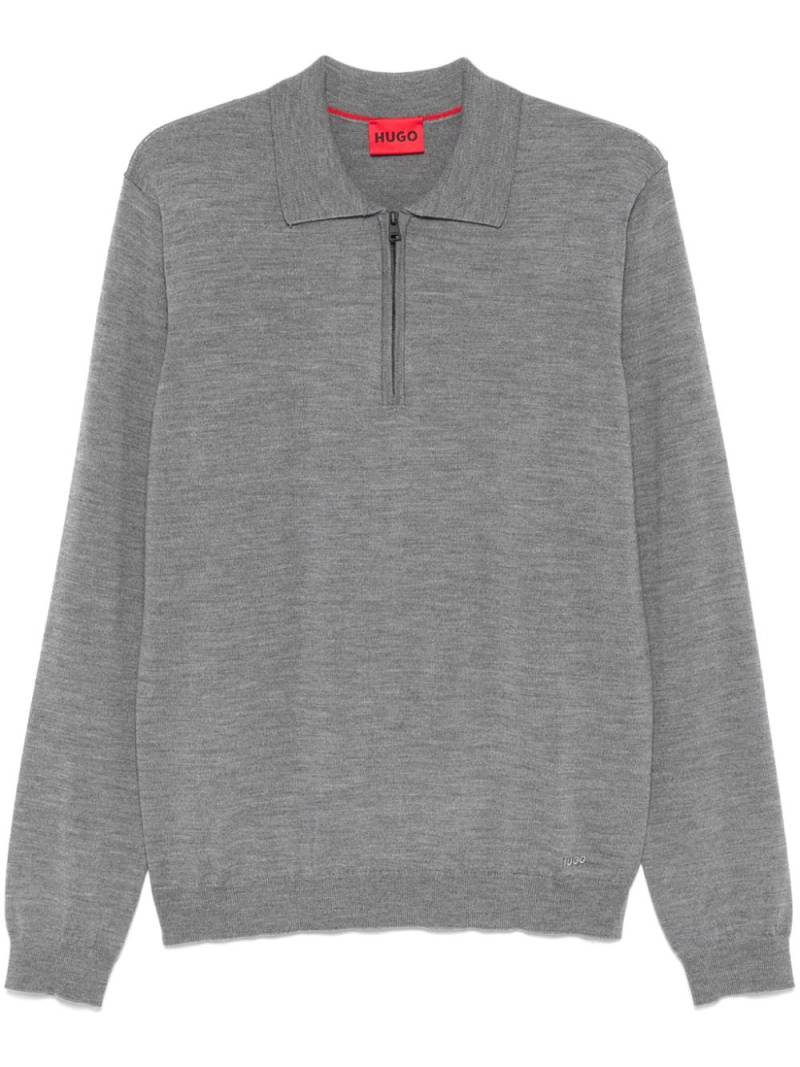 HUGO zip-up polo shirt - Grey von HUGO