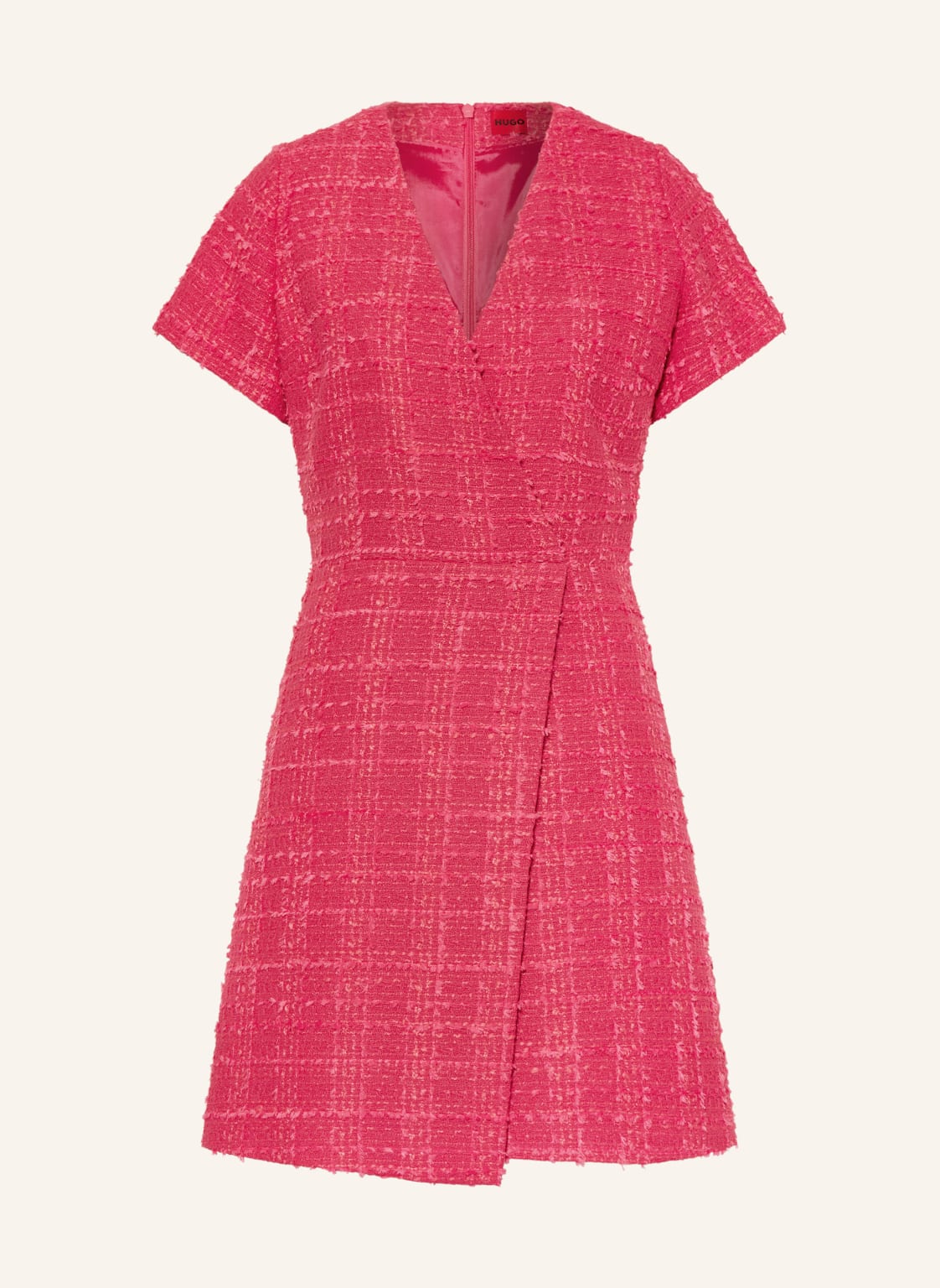 Hugo Bouclé-Kleid Keranda In Wickeloptik pink von HUGO