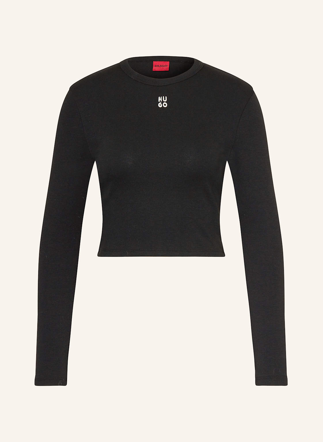 Hugo Cropped-Longsleeve Dafilomena schwarz von HUGO