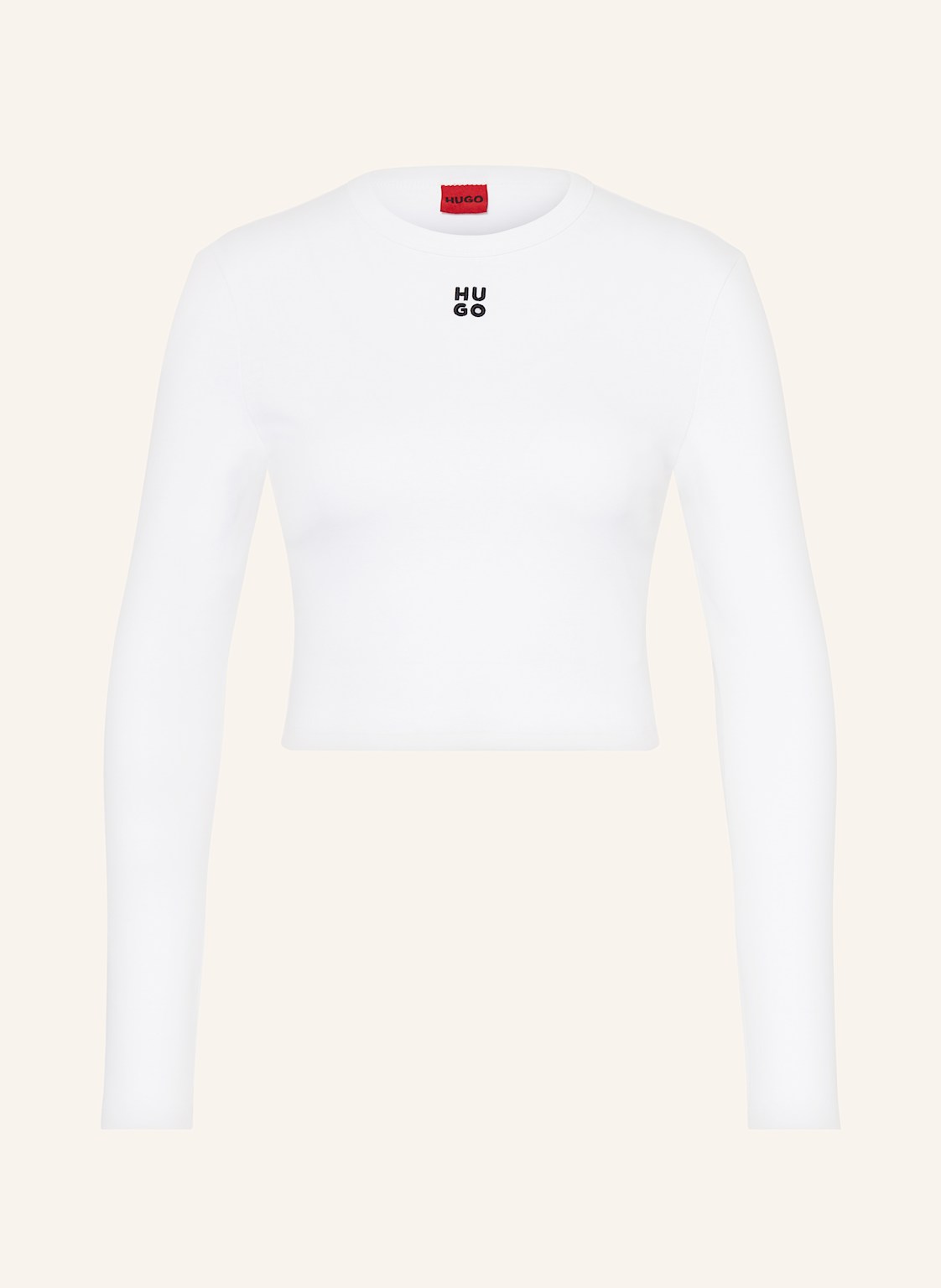 Hugo Cropped-Longsleeve Dafilomena weiss von HUGO