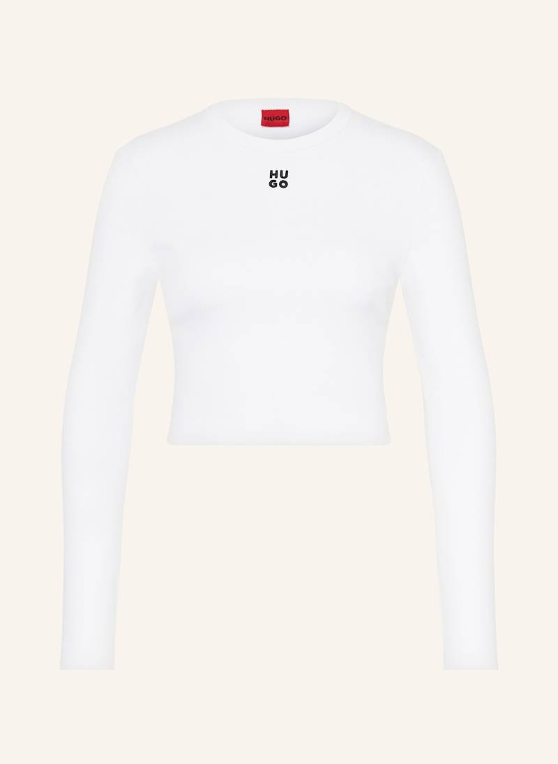 Hugo Cropped-Longsleeve Dafilomena weiss von HUGO