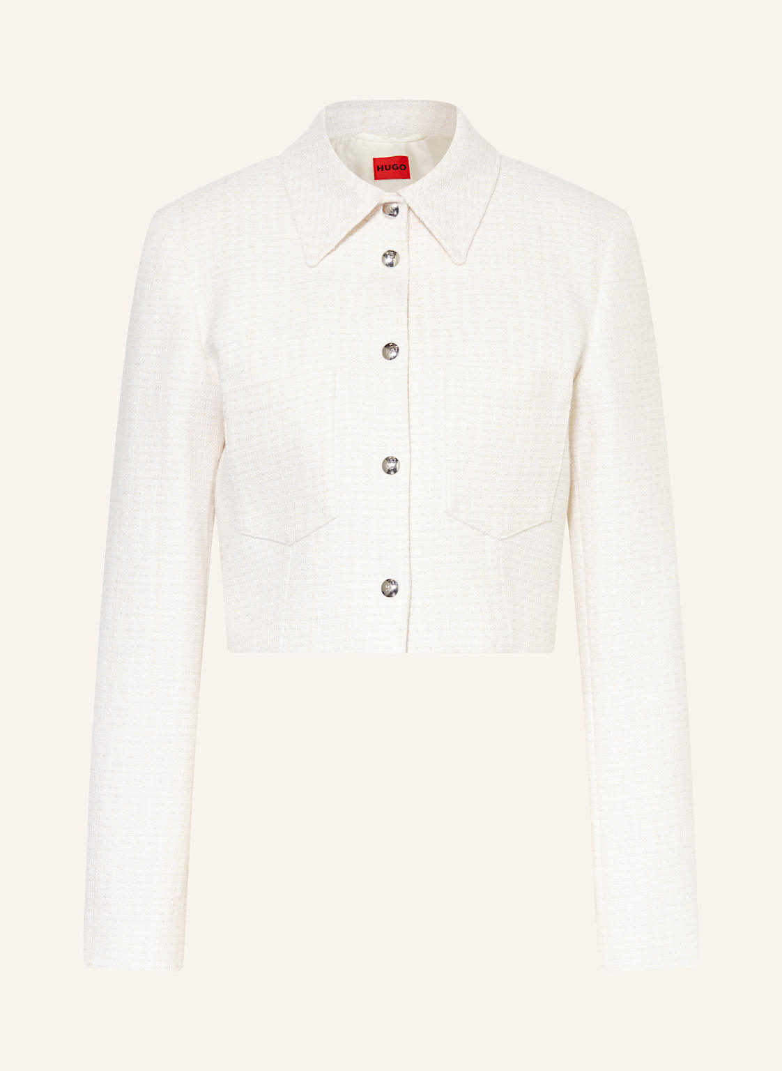 Hugo Kastenjacke Anouka Mit Glitzergarn weiss Hugo Kastenjacke Anouka Mit Glitzergarn weiss von HUGO