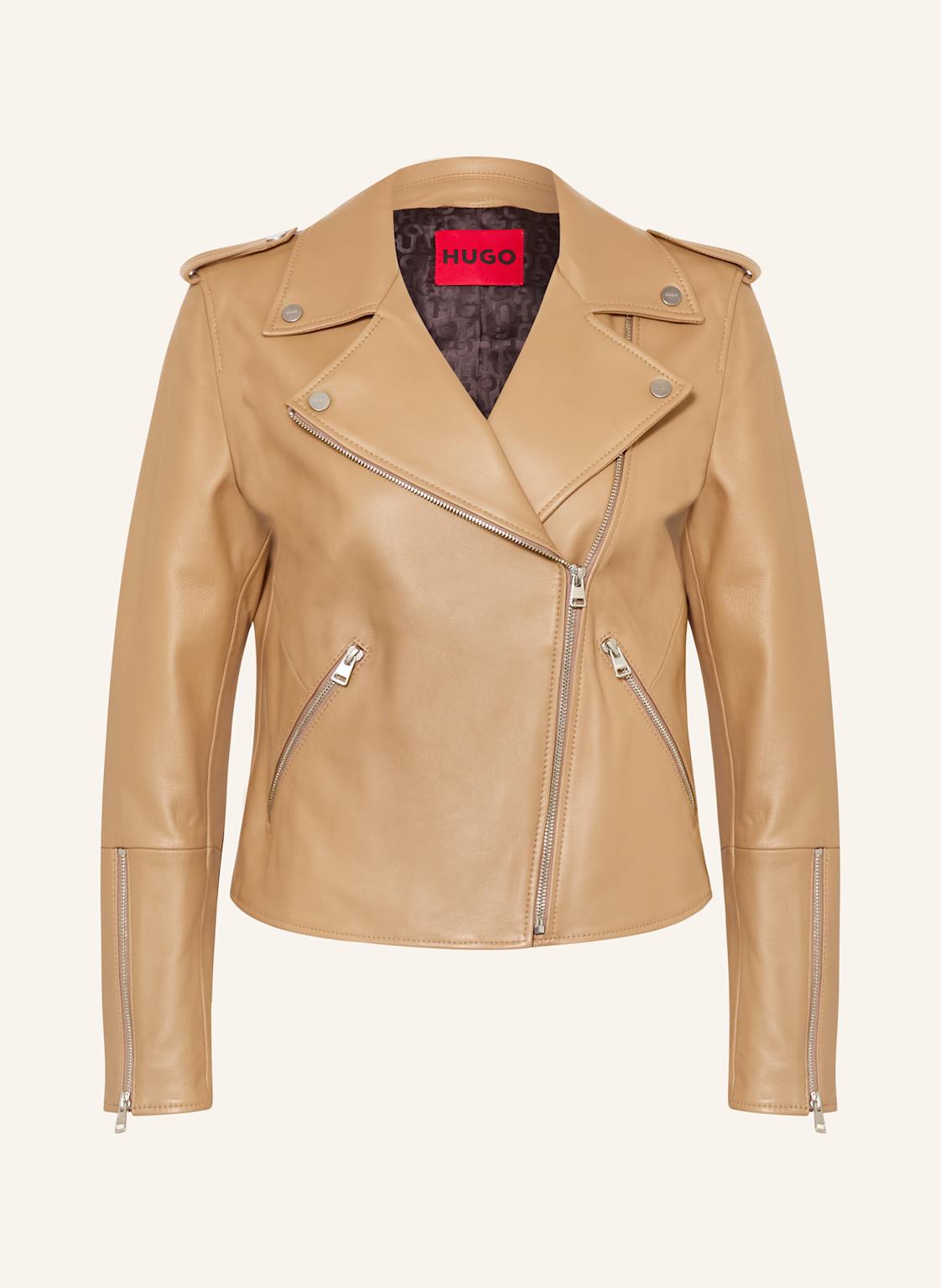 Hugo Lederjacke Lujana beige von HUGO