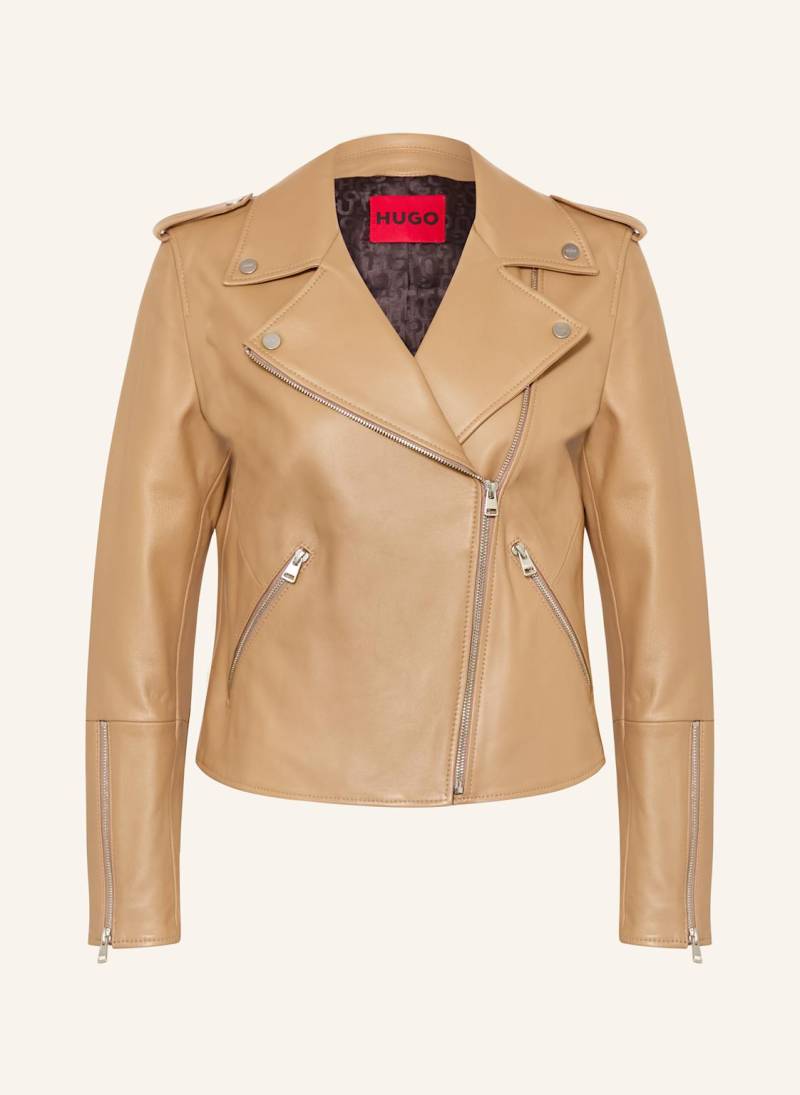 Hugo Lederjacke Lujana beige von HUGO