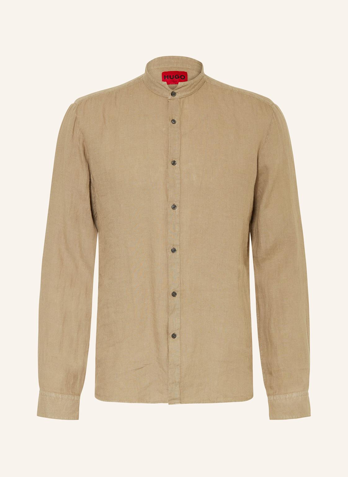 Hugo Leinenhemd Elvory Slim Fit Mit Stehkragen braun Hugo Leinenhemd Elvory Slim Fit Mit Stehkragen braun von HUGO