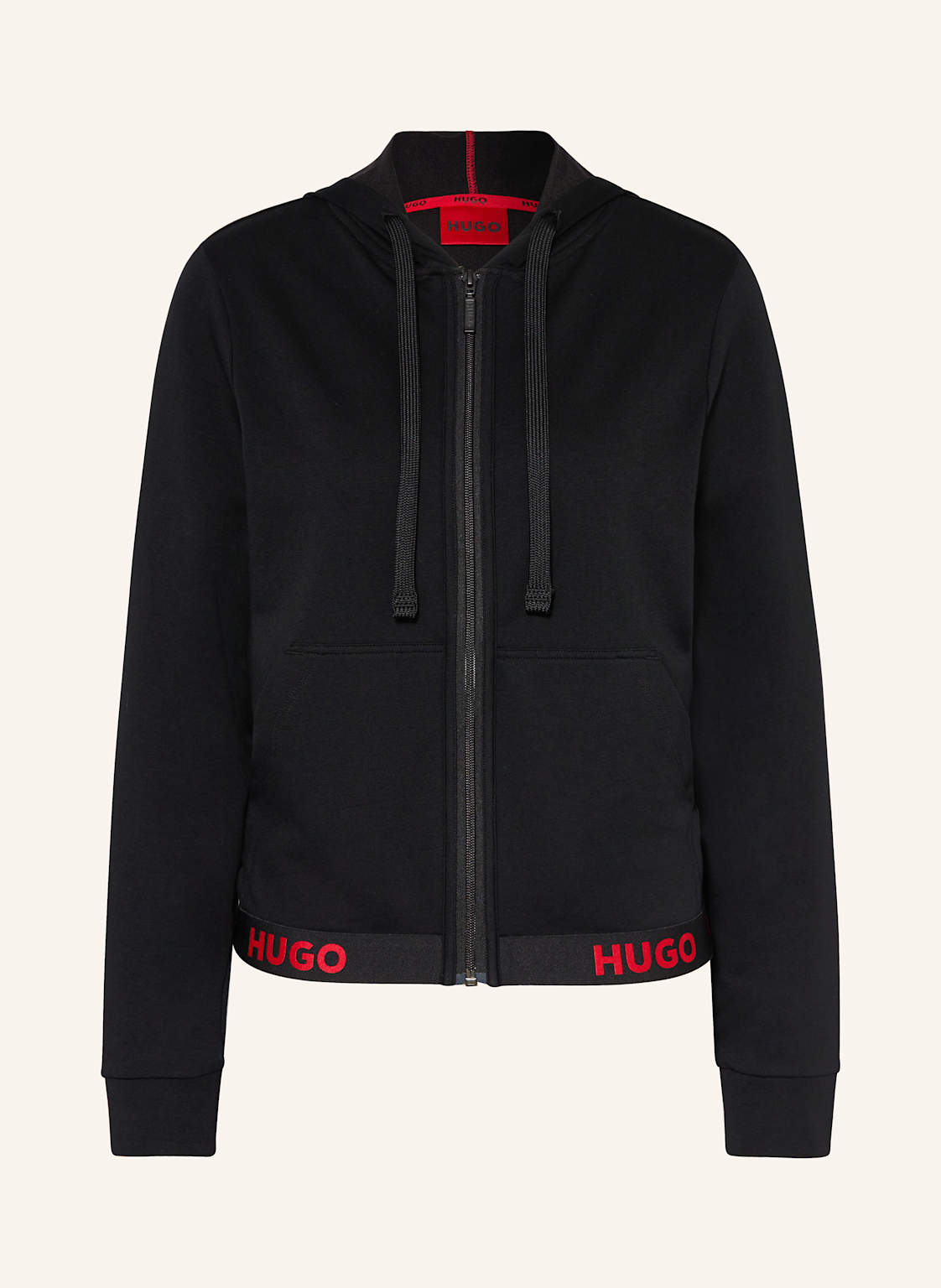 Hugo Lounge-Sweatjacke Sporty Logo schwarz von HUGO