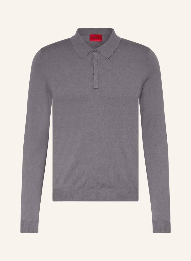 Hugo Strick-Poloshirt San Pippo Slim Fit grau von HUGO