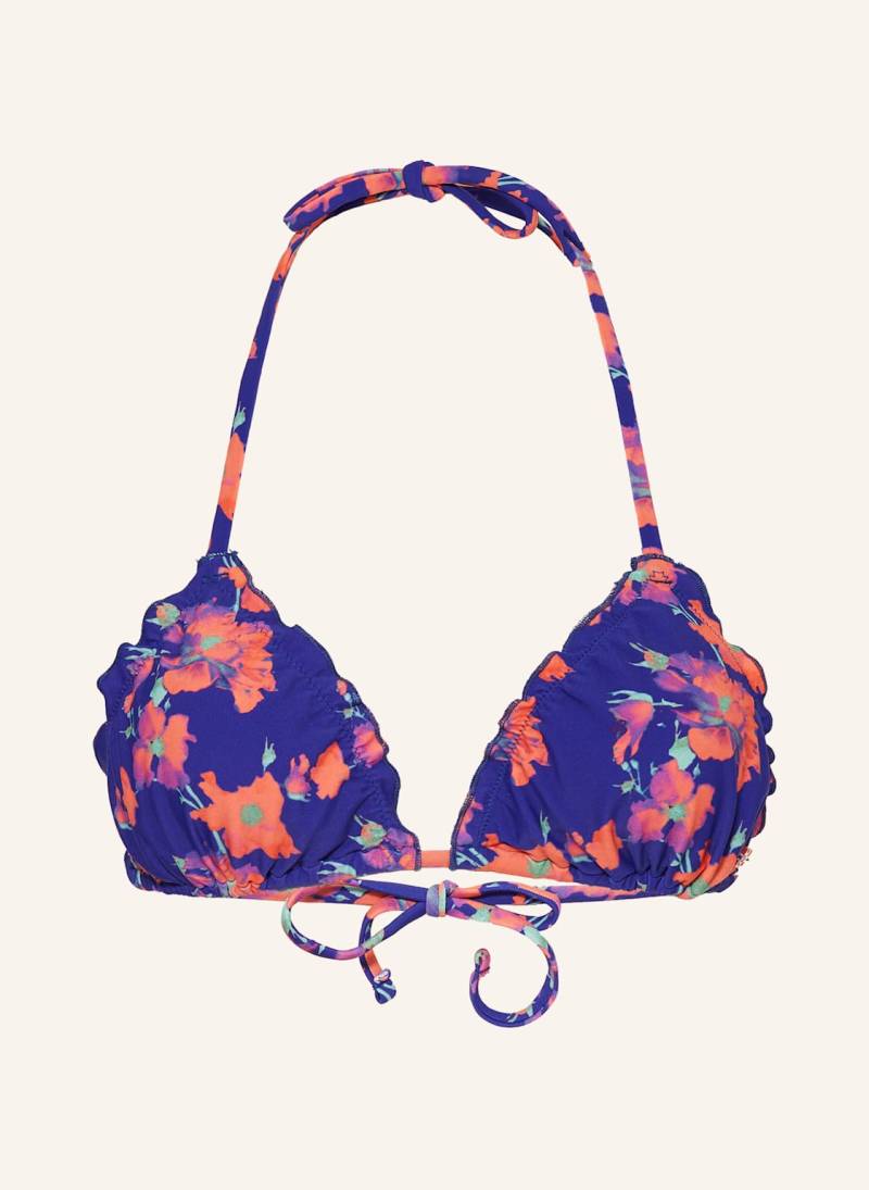 Hugo Triangel-Bikini-Top Ruffle blau von HUGO