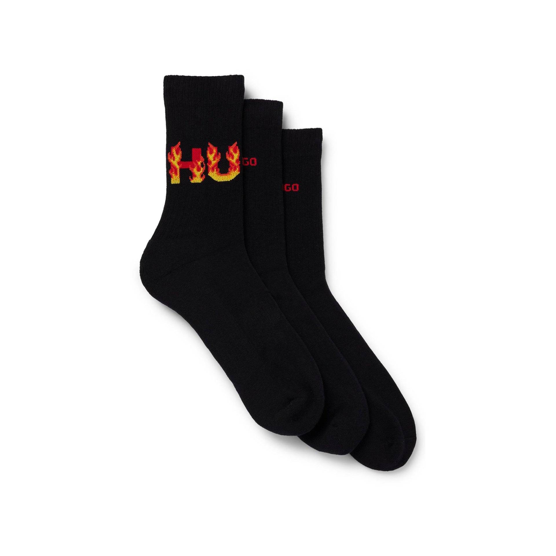 Triopack, Wadenlange Socken Herren Black 43-46 von HUGO