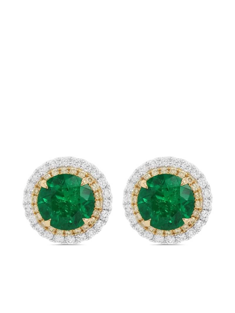 HYT Jewelry 18k white gold diamond and emerald earrings von HYT Jewelry