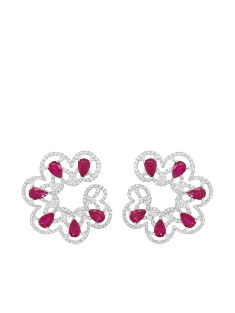 HYT Jewelry 18k white gold diamond and ruby earrings von HYT Jewelry