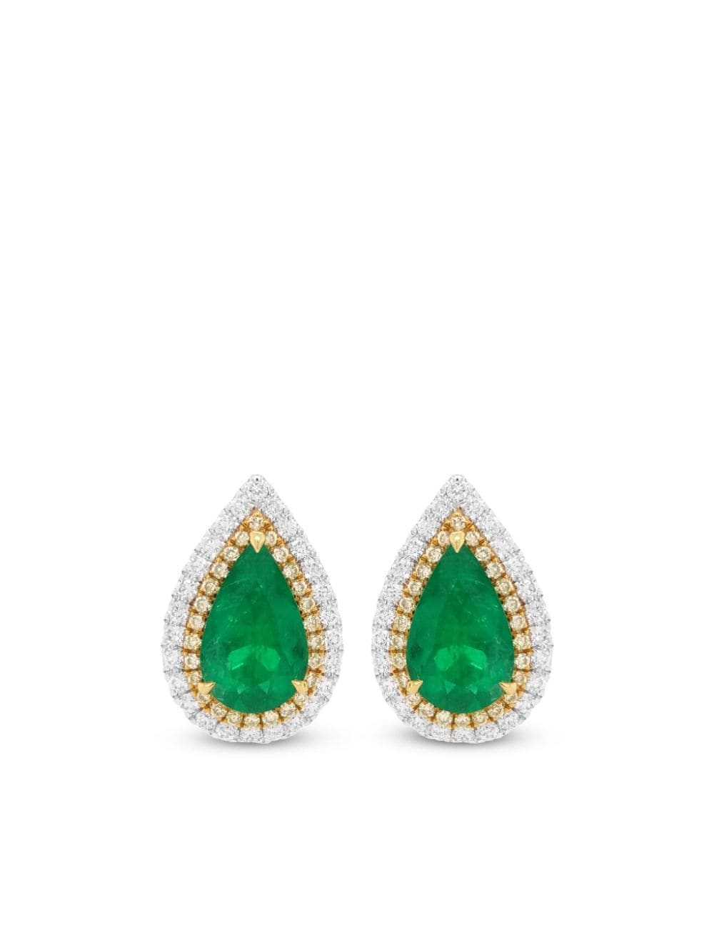 HYT Jewelry 18kt gold emerald and diamond stud earrings - Silver von HYT Jewelry