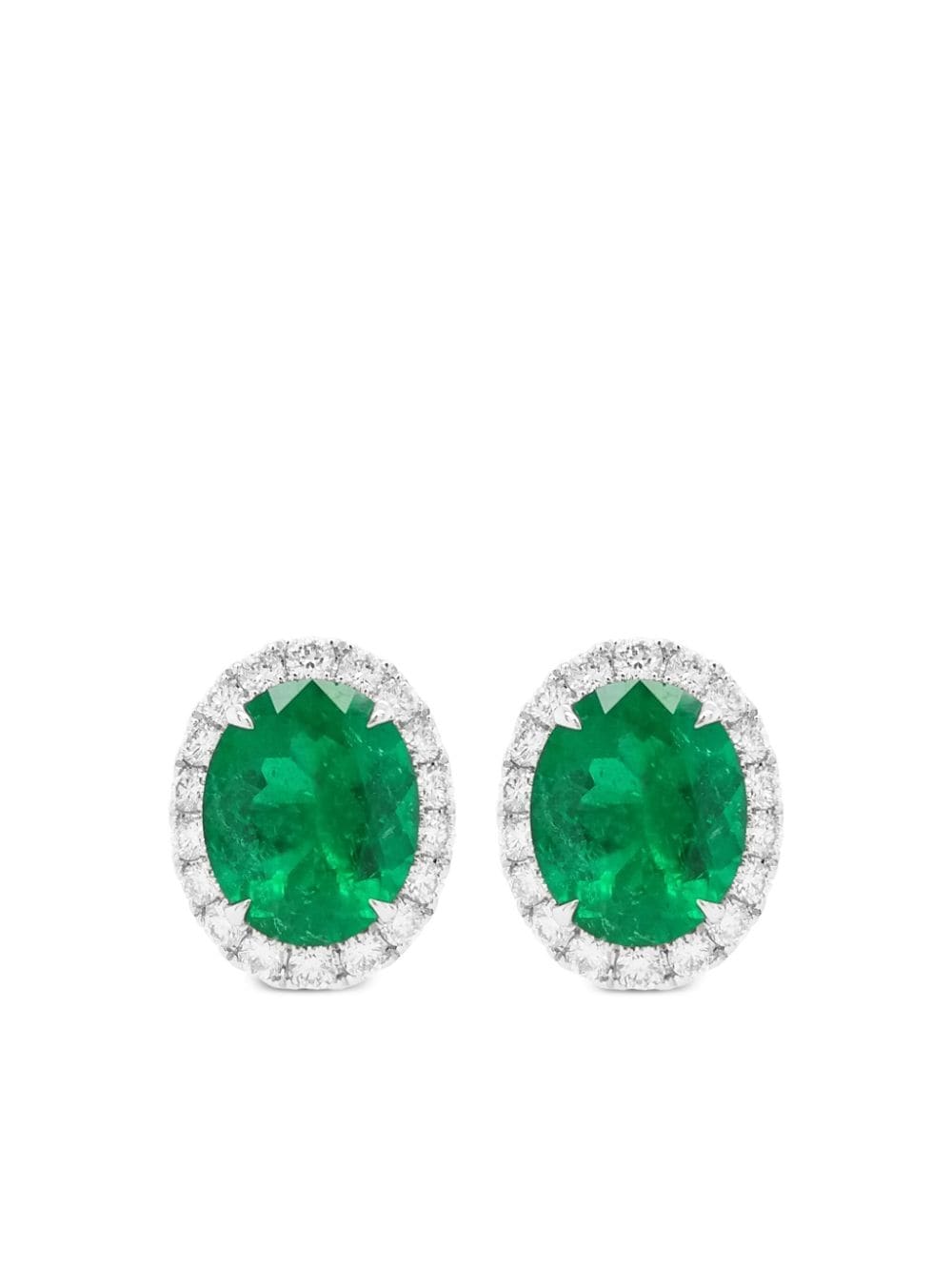 HYT Jewelry 18kt white gold emerald and diamond earrings - Silver von HYT Jewelry