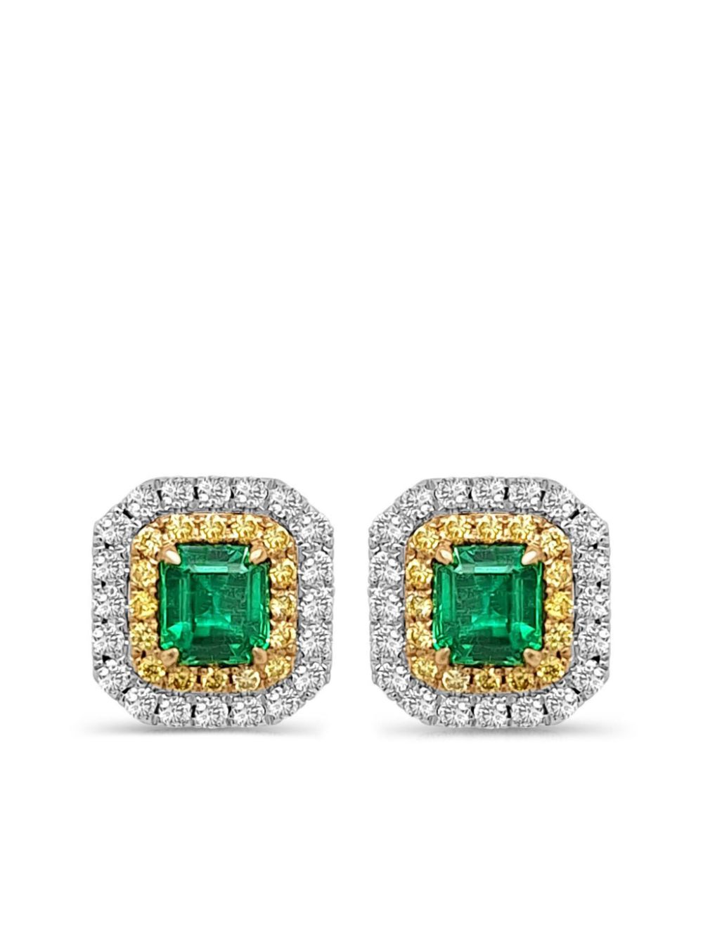 HYT Jewelry 18kt white gold emerald and diamond earrings - Silver von HYT Jewelry