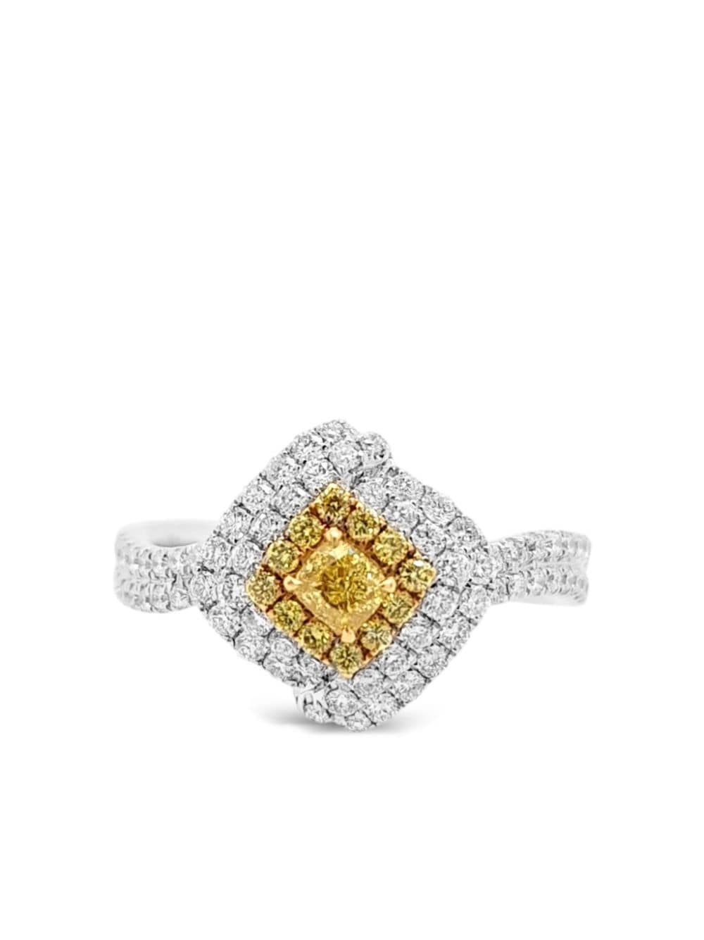 HYT Jewelry 18kt yellow gold and platinum Fancy Intense diamond ring - Silver von HYT Jewelry