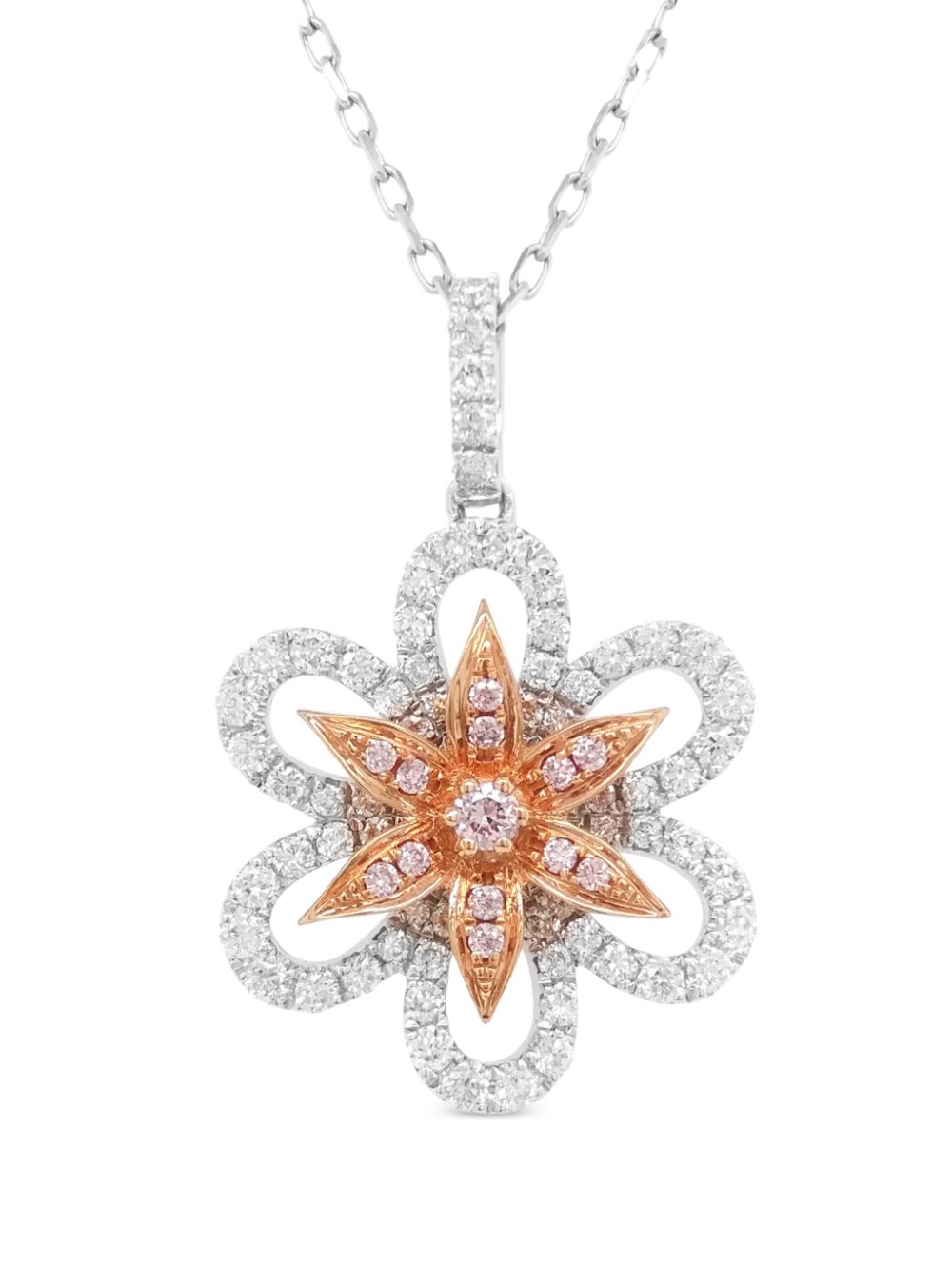 HYT Jewelry gold and platinum floral diamond pendant necklace - Silver von HYT Jewelry