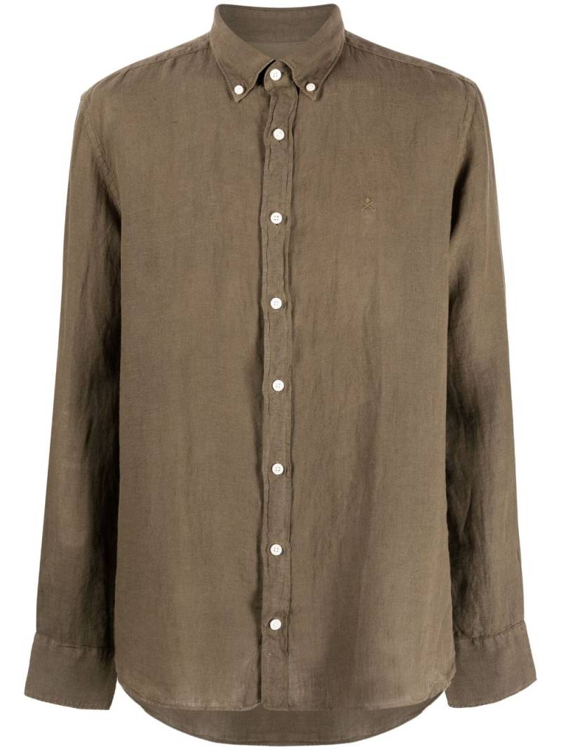 Hackett logo-embroidered linen shirt - Green von Hackett