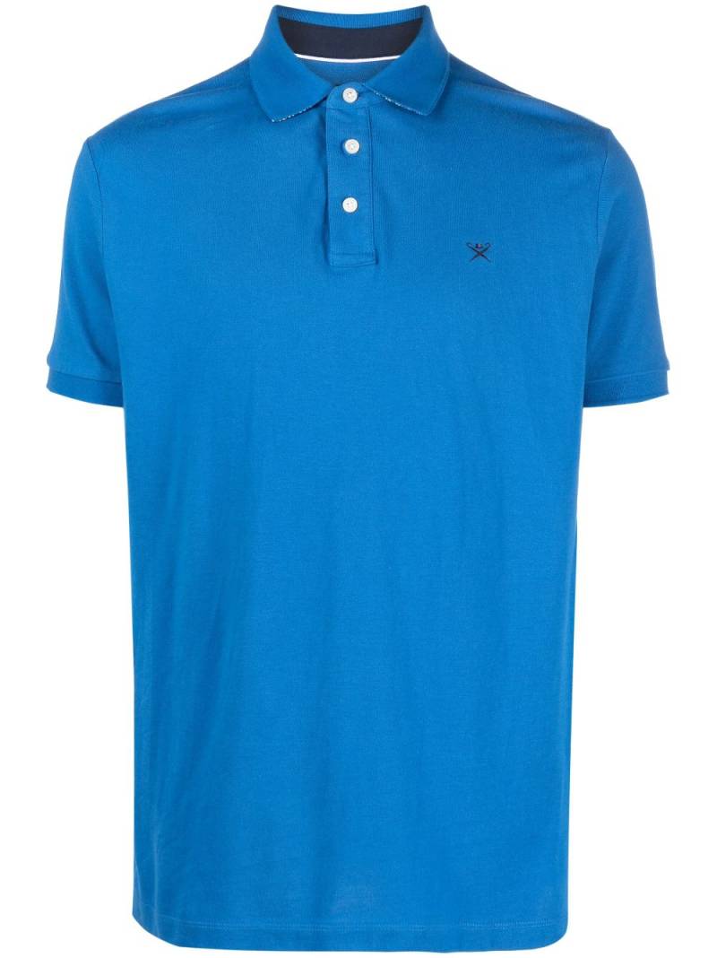 Hackett logo-embroidered piqué cotton polo shirt - Blue von Hackett