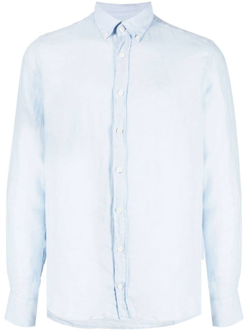 Hackett logo-embroidered ramie shirt - Blue von Hackett