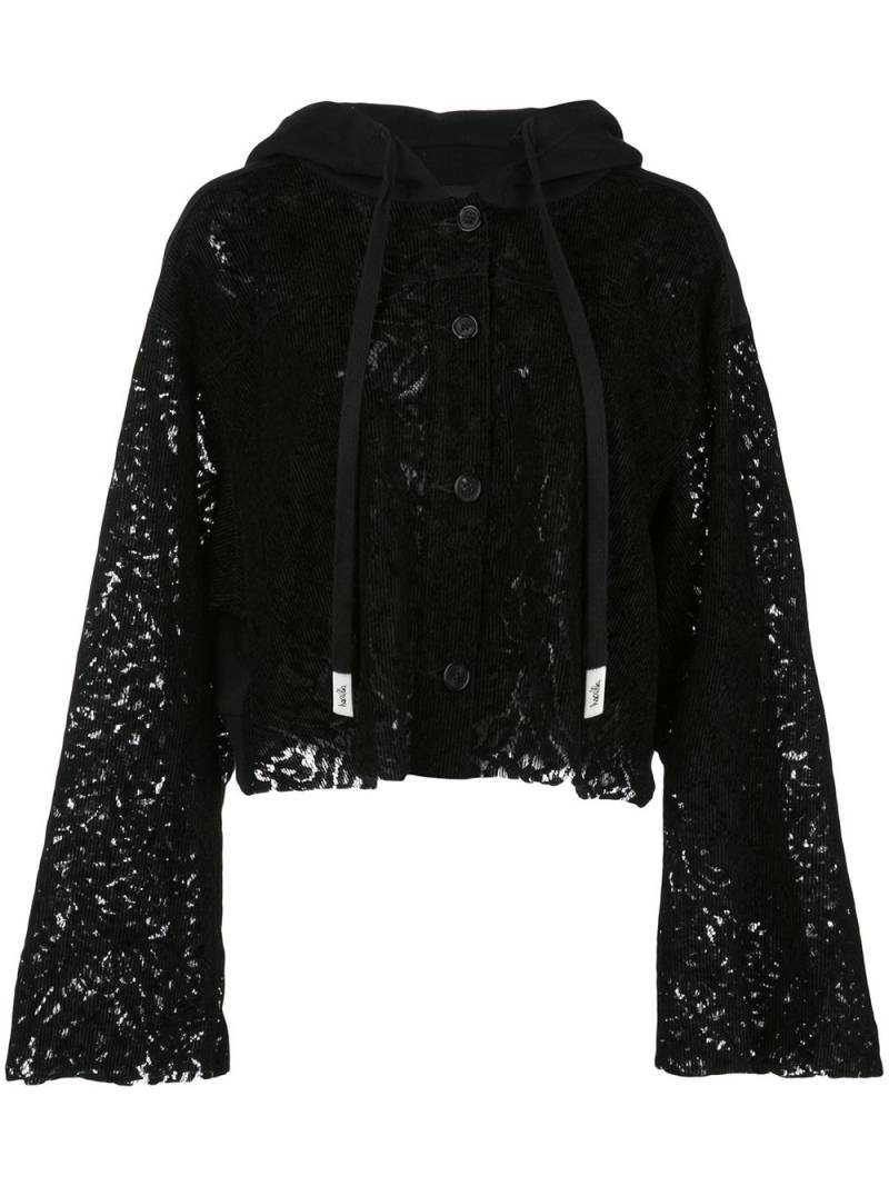 Haculla cropped lace see through hoodie - Black von Haculla