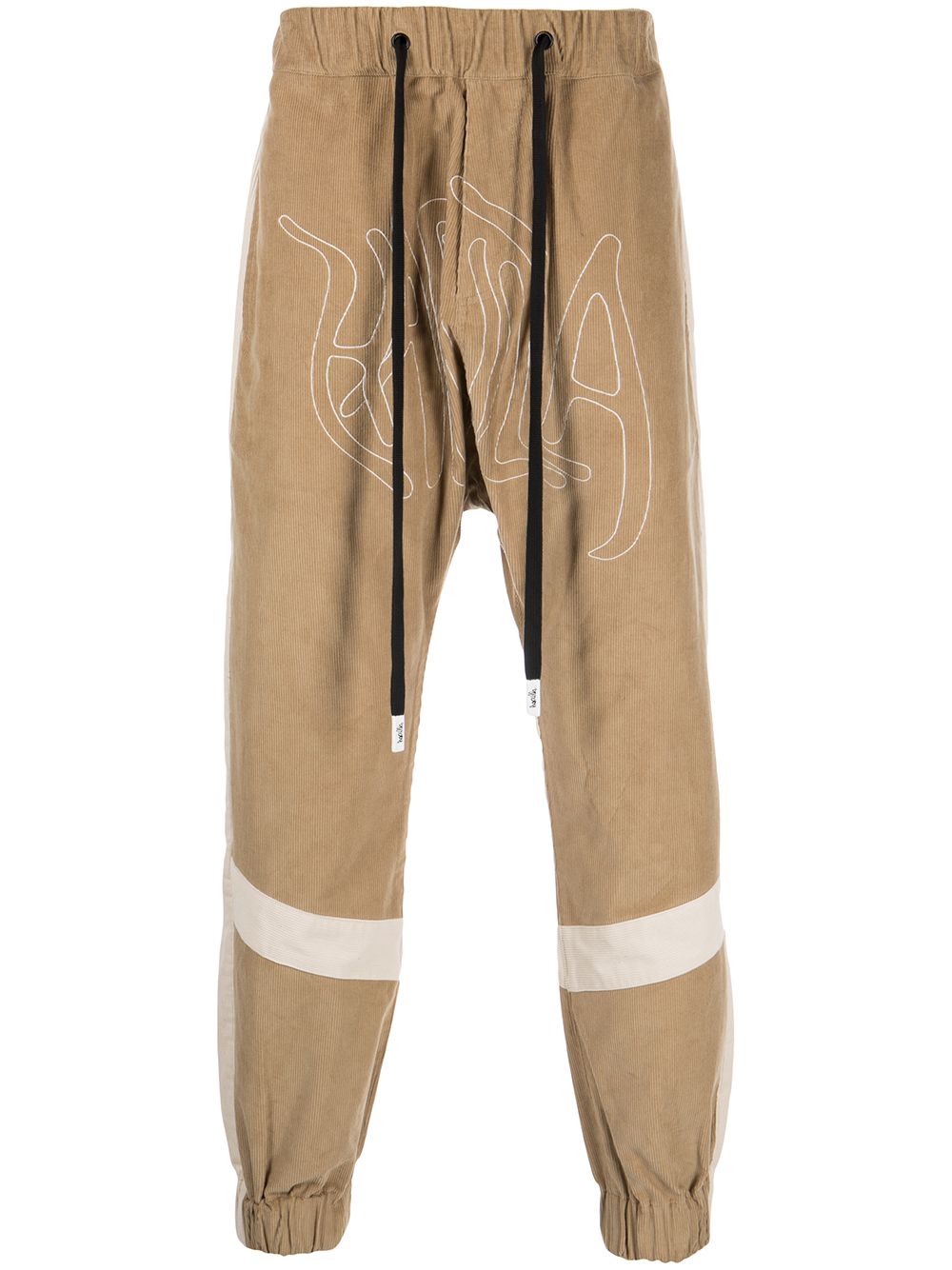 Haculla embroidered-logo ribbed drop-crotch pants - Brown von Haculla