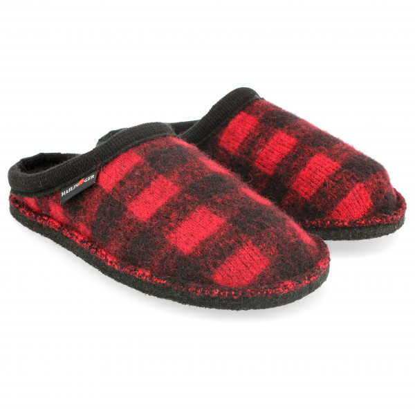 Haflinger - Plaid - Hüttenschuhe Gr 39;40;41;42;43;44;45;46 grau;rot von Haflinger