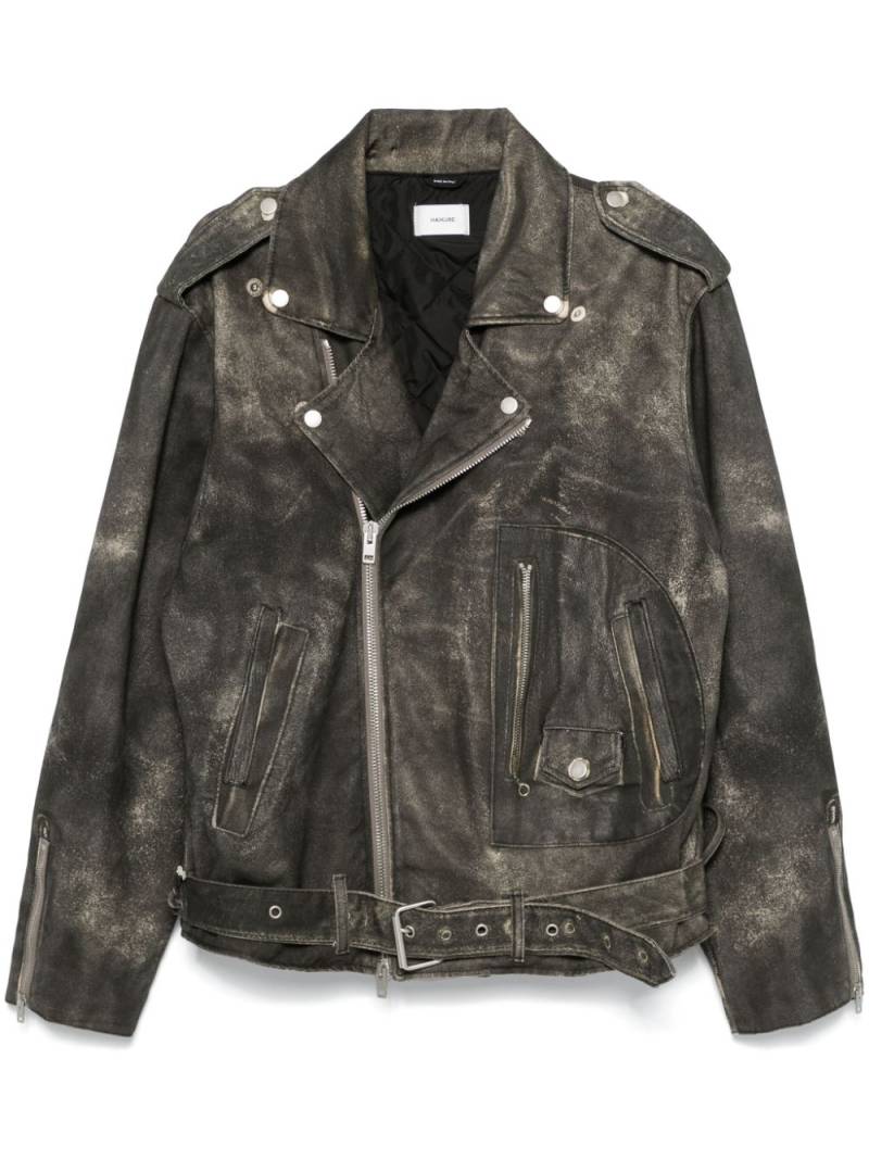 Haikure leather-print biker jacket - Grey von Haikure