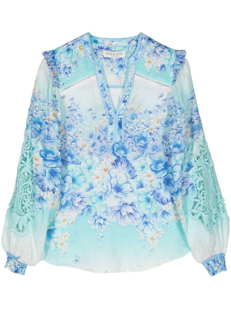 Hale Bob floral-print embroidered-detail blouse - Blue von Hale Bob