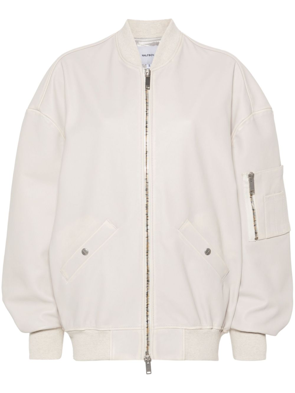 Halfboy Over leather bomber jacket - Neutrals von Halfboy