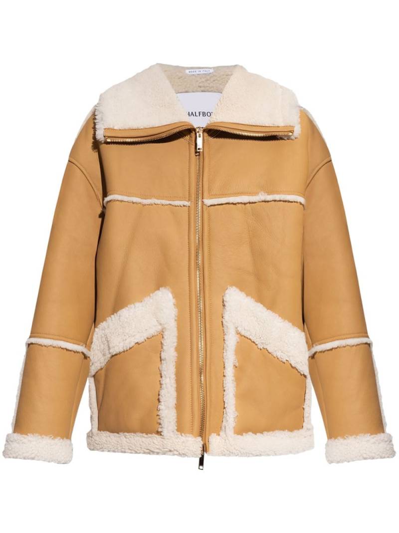 Halfboy faux shearling-trim coat - Brown von Halfboy