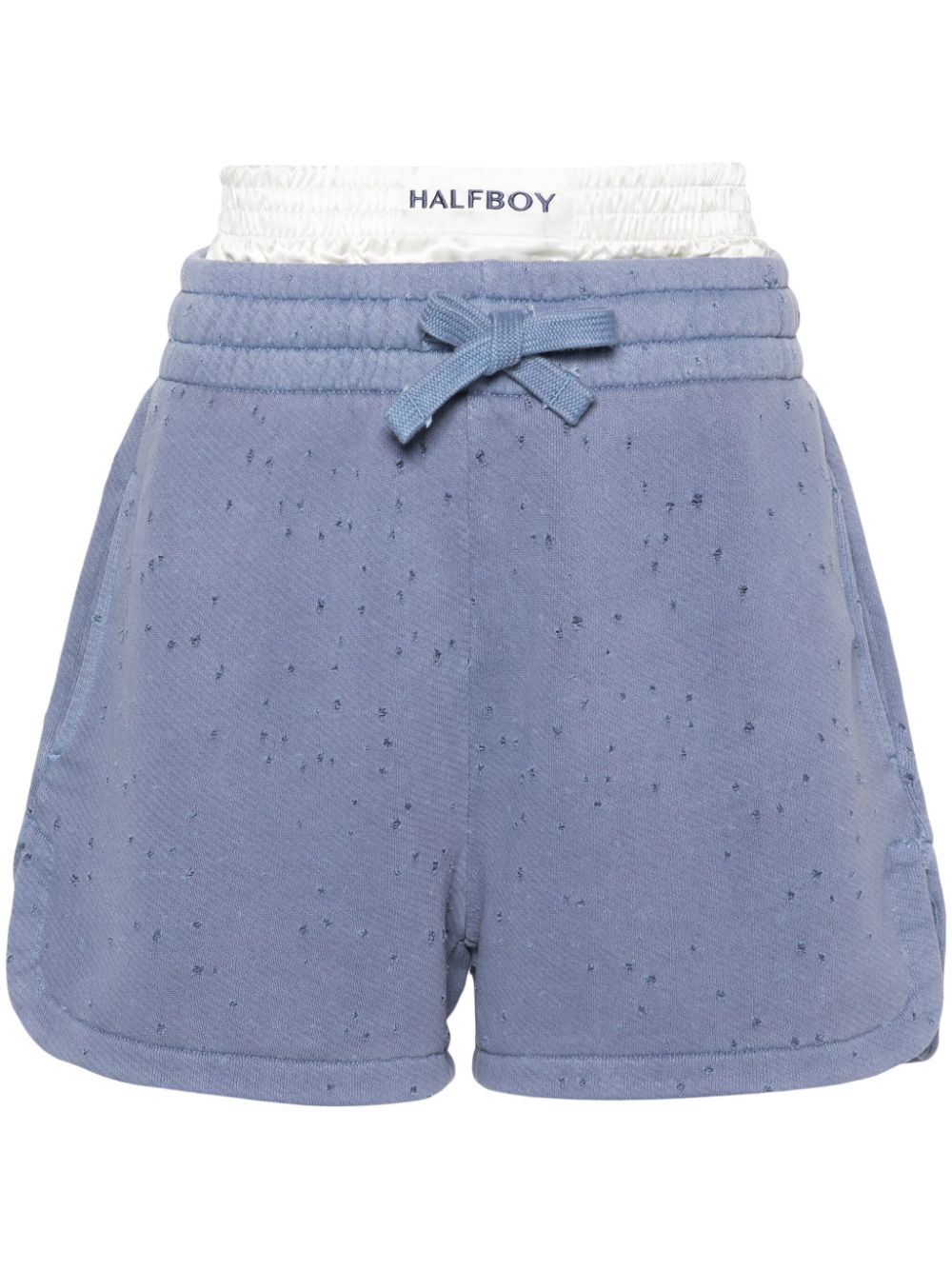 Halfboy layered distressed cotton shorts - Blue von Halfboy
