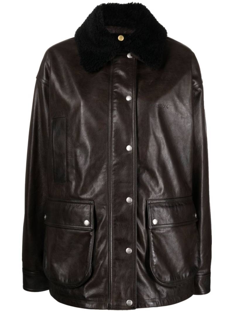 Halfboy logo-debossed leather jacket - Brown von Halfboy