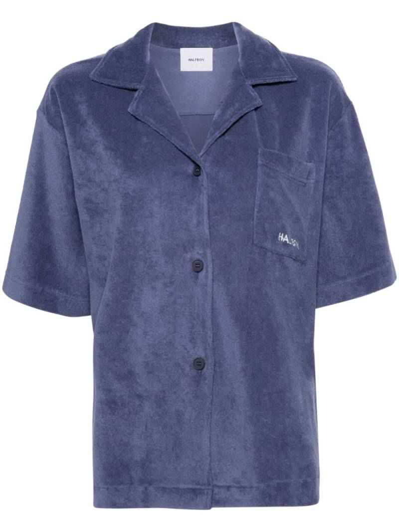 Halfboy logo-embroidered terry-cloth shirt - Blue von Halfboy