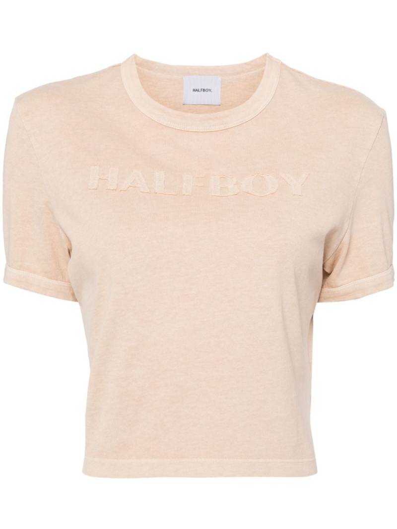 Halfboy logo-patch cotton T-shirt - Brown von Halfboy