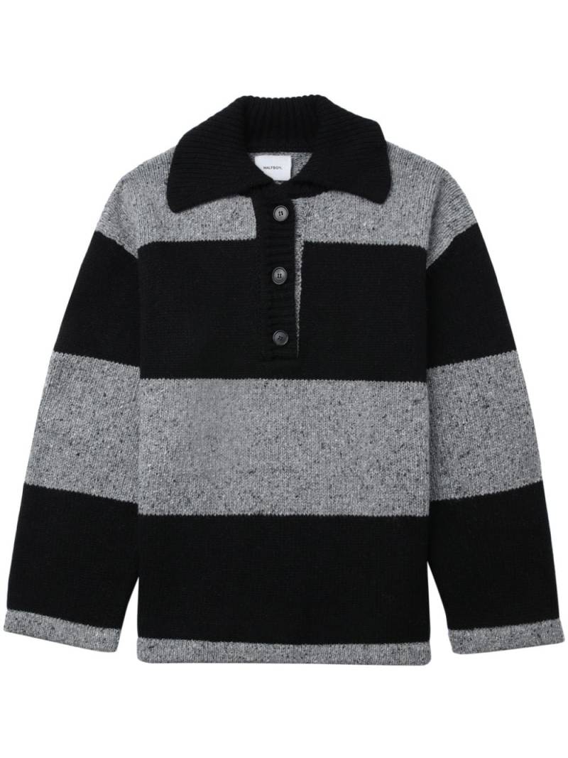 Halfboy spread-collar striped jumper - Grey von Halfboy