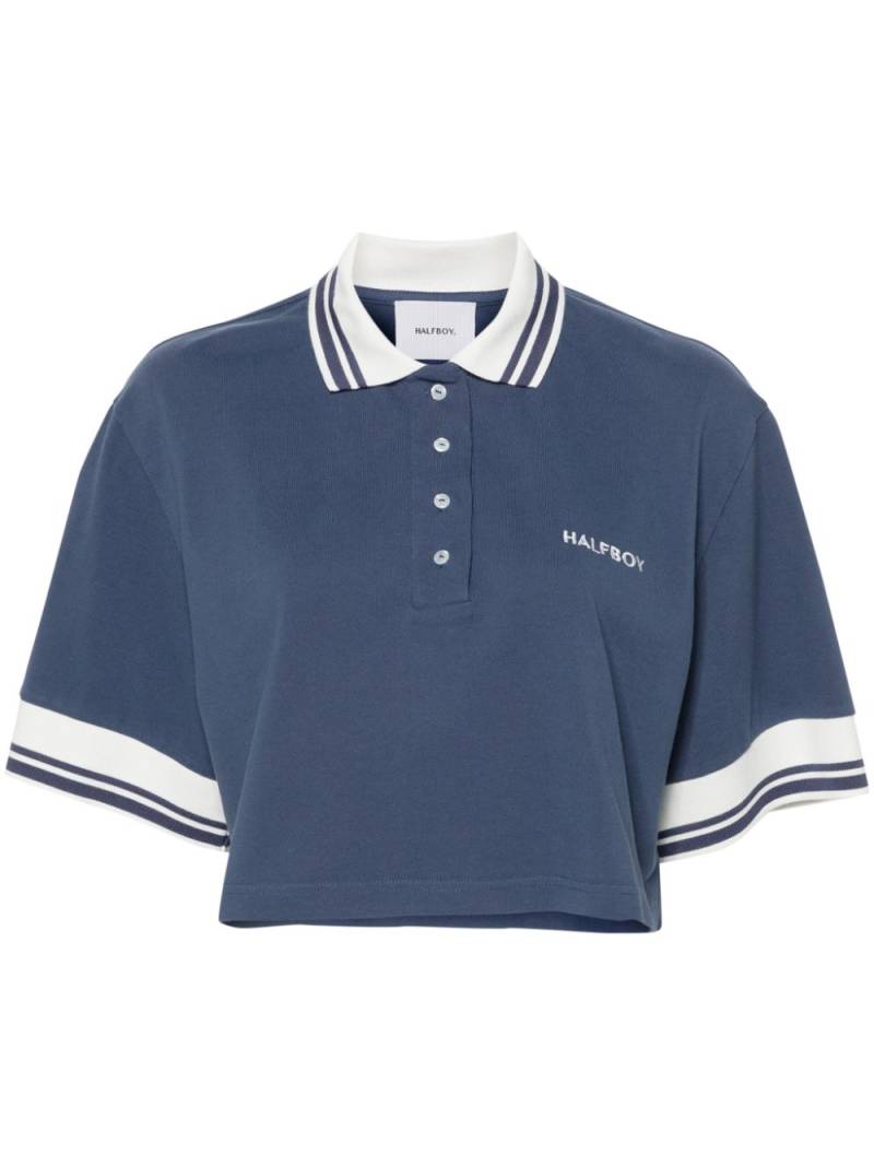 Halfboy striped-edge polo shirt - Blue von Halfboy