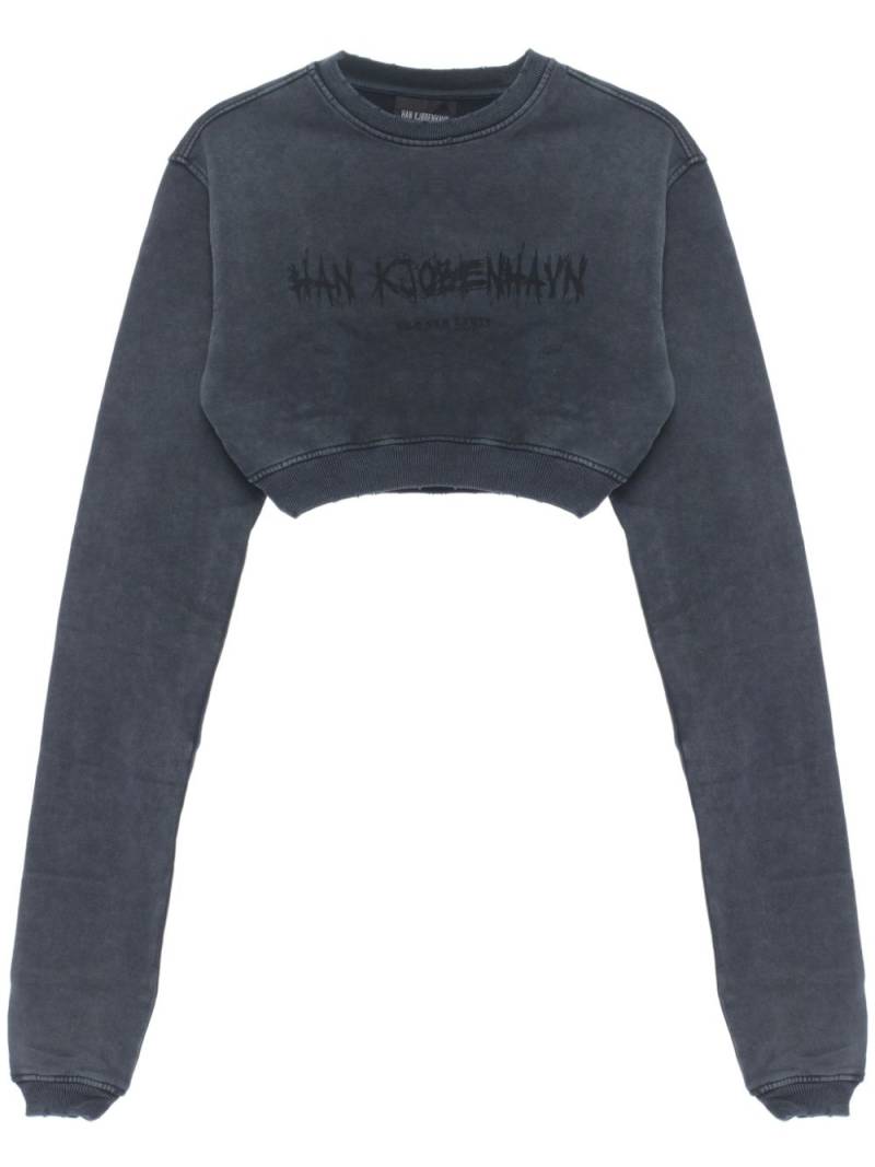 Han Kjøbenhavn cropped acid-wash sweatshirt - Black von Han Kjøbenhavn