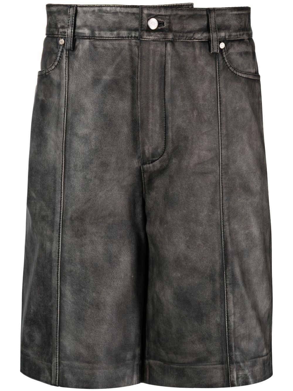 Han Kjøbenhavn faded straight-leg leather shorts - Grey von Han Kjøbenhavn