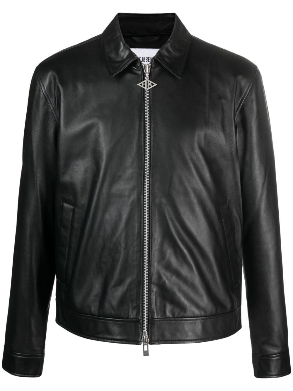 Han Kjøbenhavn zip-up leather shirt jacket - Black von Han Kjøbenhavn