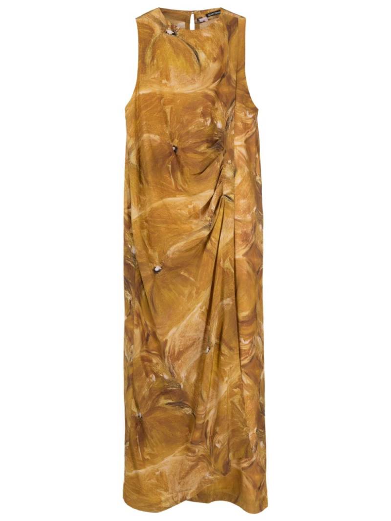 Handred painterly-print draped sleeveless tunic - Yellow von Handred