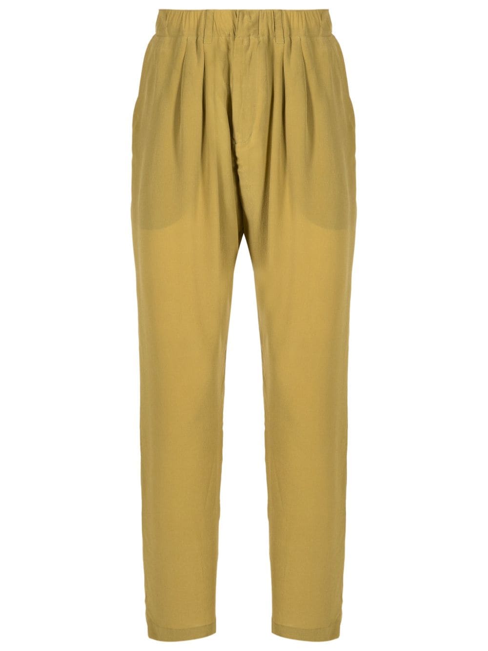 Handred pleat-detailing silk tapered trousers - Brown von Handred