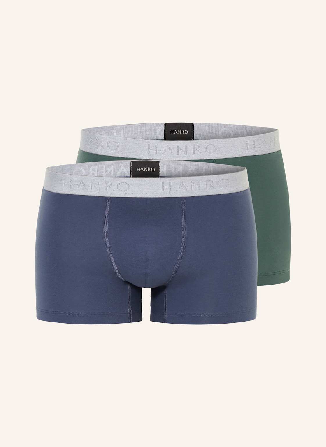 Hanro 2er-Pack Boxershorts Cotton Essentials gruen von Hanro