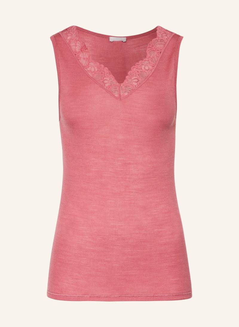 Hanro Top Woolen Lace Aus Merinowolle Mit Seide rosa von Hanro