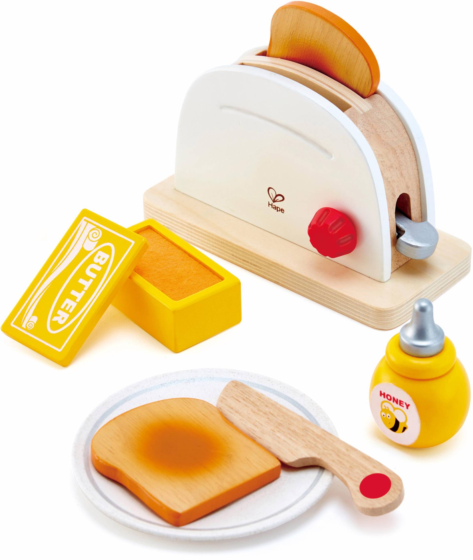 Hape Kinder-Toaster »Pop-Up-Toaster-Set, 7-tlg.«, (Set, 7 tlg.), aus Holz von Hape