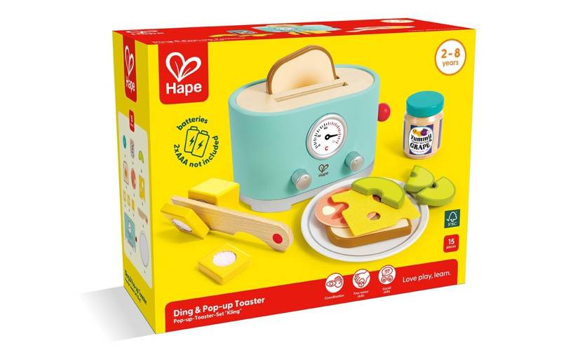 Hape Kinder-Toaster »Pop-up-Toaster-Set Kling«, Modernes Design und stylische Farben von Hape