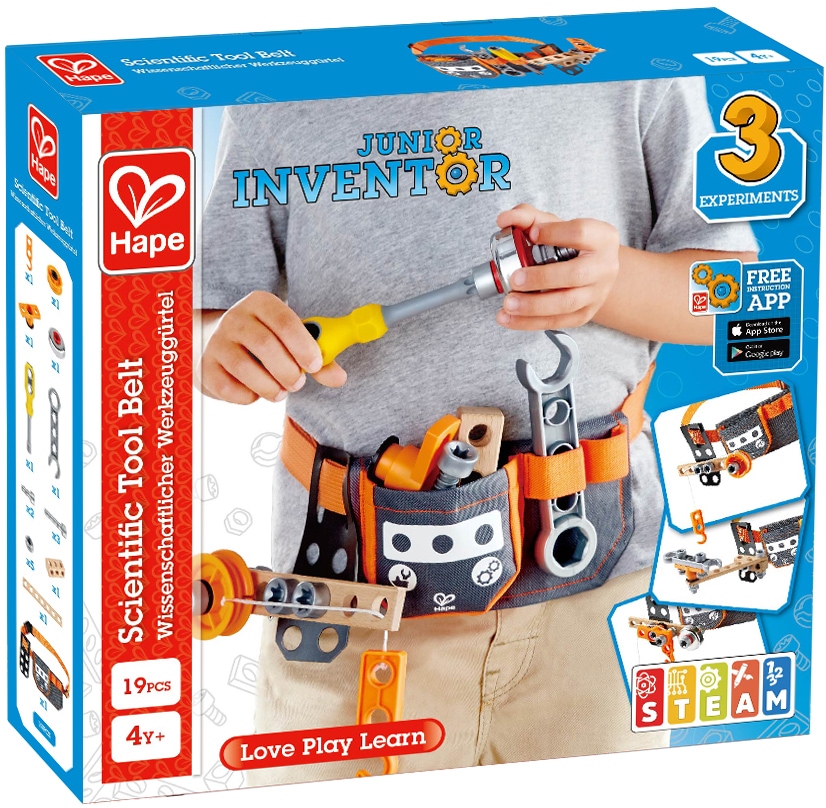 Hape Konstruktions-Spielset »Junior Inventor Wissenschaftlicher Werkzeuggürtel«, (19 St.) von Hape