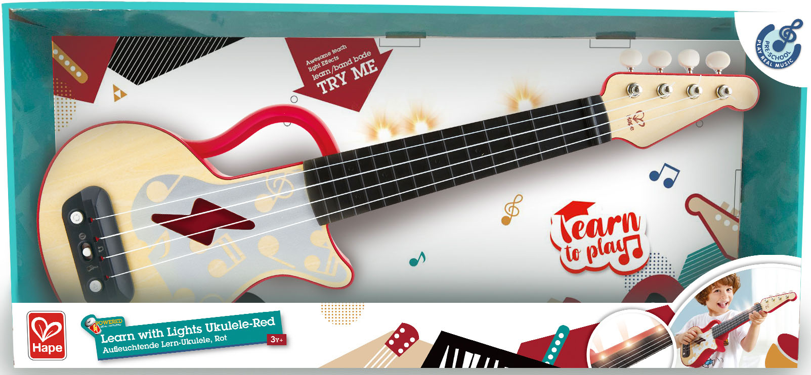 Hape Spielzeug-Musikinstrument »Elektrische Lern-Ukulele, rot« von Hape