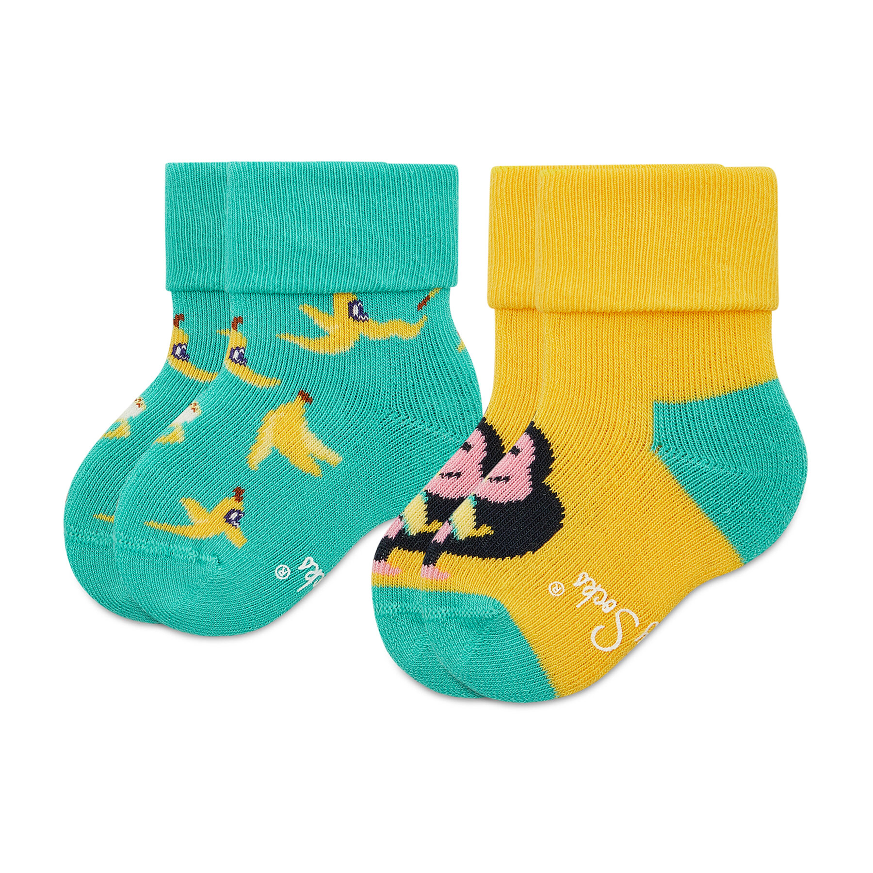 2er-Set hohe Kindersocken Happy Socks KMNB45-7000 Grün von Happy Socks