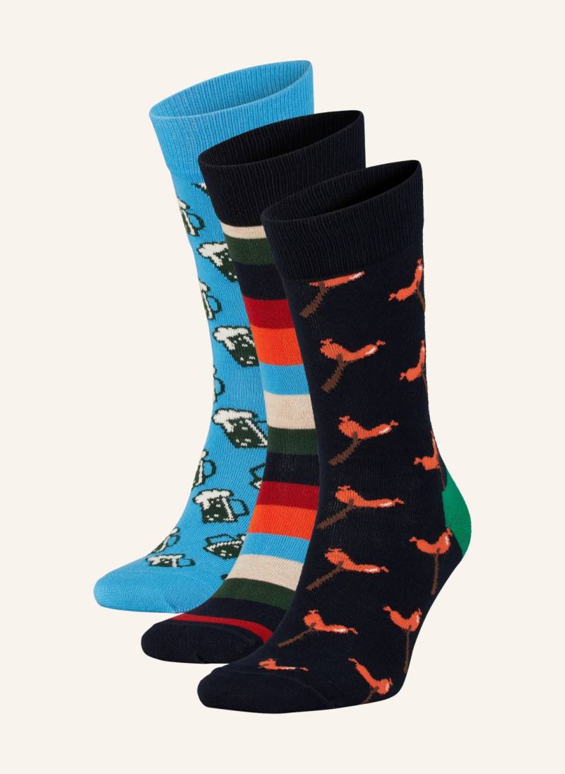 Happy Socks 3er-Pack Socken Wurst And Beer Mit Geschenkbox blau von Happy Socks