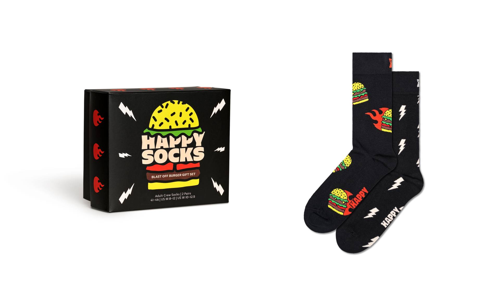 Happy Socks Langsocken, (Box, 2er-Pack), mit coolem Burger-Motiv von Happy Socks